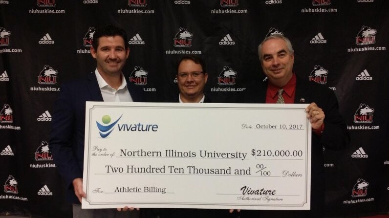 $210,000.00 CHECK PRESENTED TO NORTHERN ILLINOIS UNIVERSITY BY VIVATURE