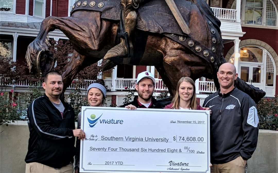 $74,608 CHECK PRESENTED TO SOUTHERN VIRGINIA UNIVERSITY BY VIVATURE